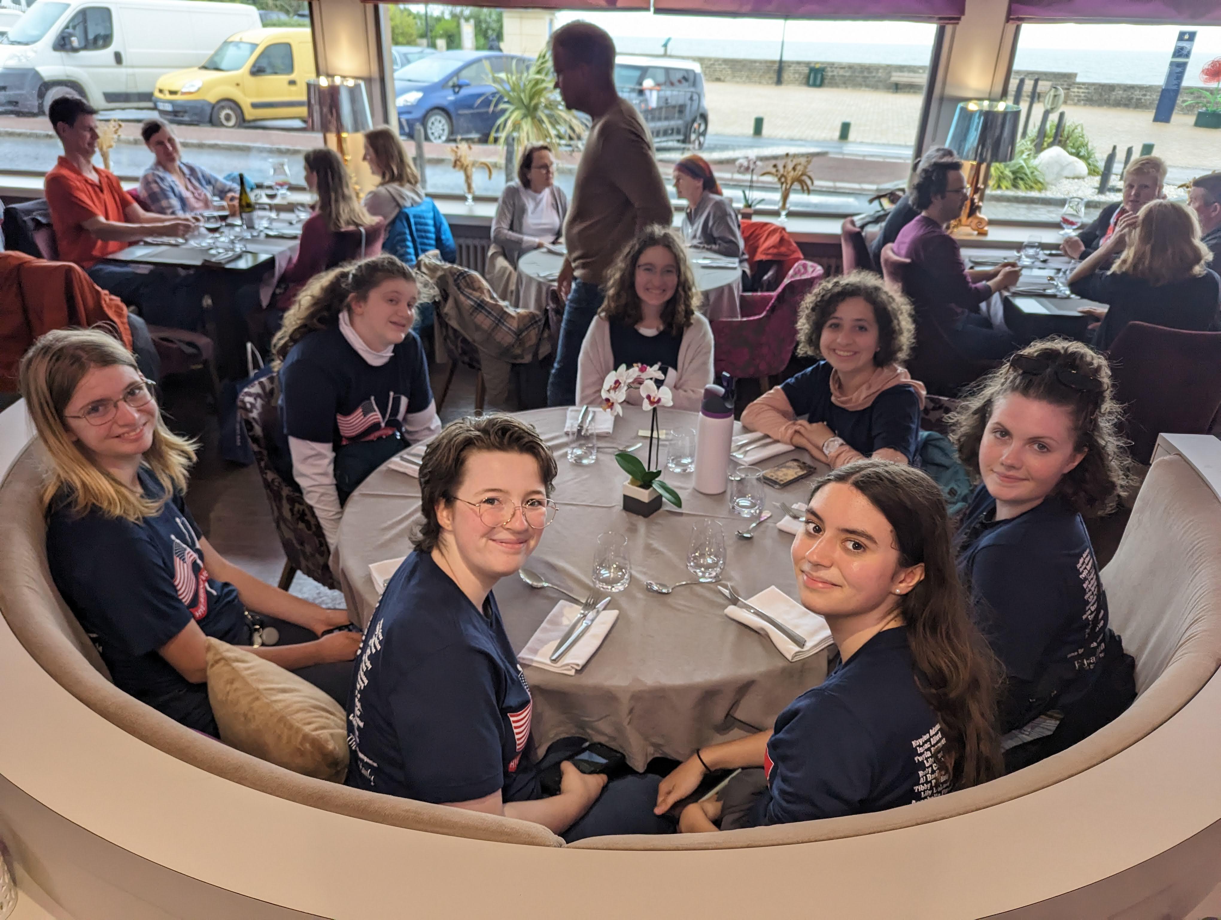 Highlands Youth Ensemble Allied Voices Tour France Claire Lachniet, Madelaine Wentzel, Kaeden Adams, Ruby Croghan, Isabella Setian, Annelise Lugo, Anna Van Gerpen